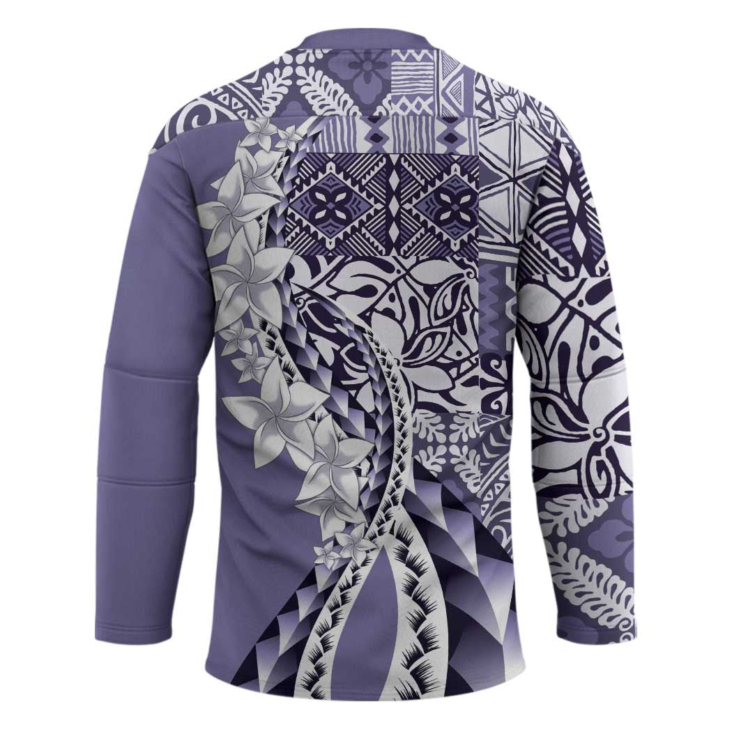 Aloha Vintage Plumeria Hawaiian Tapa Pattern Hockey Jersey Purple Hawaiian Tapa Pattern LT9 - Polynesian Pride