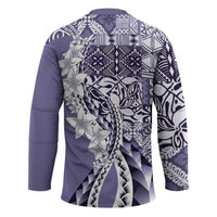 Aloha Vintage Plumeria Hawaiian Tapa Pattern Hockey Jersey Purple Hawaiian Tapa Pattern LT9 - Polynesian Pride