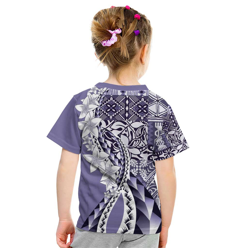 Aloha Vintage Plumeria Hawaiian Tapa Pattern Kid T Shirt Purple Hawaiian Tapa Pattern - Polynesian Pride