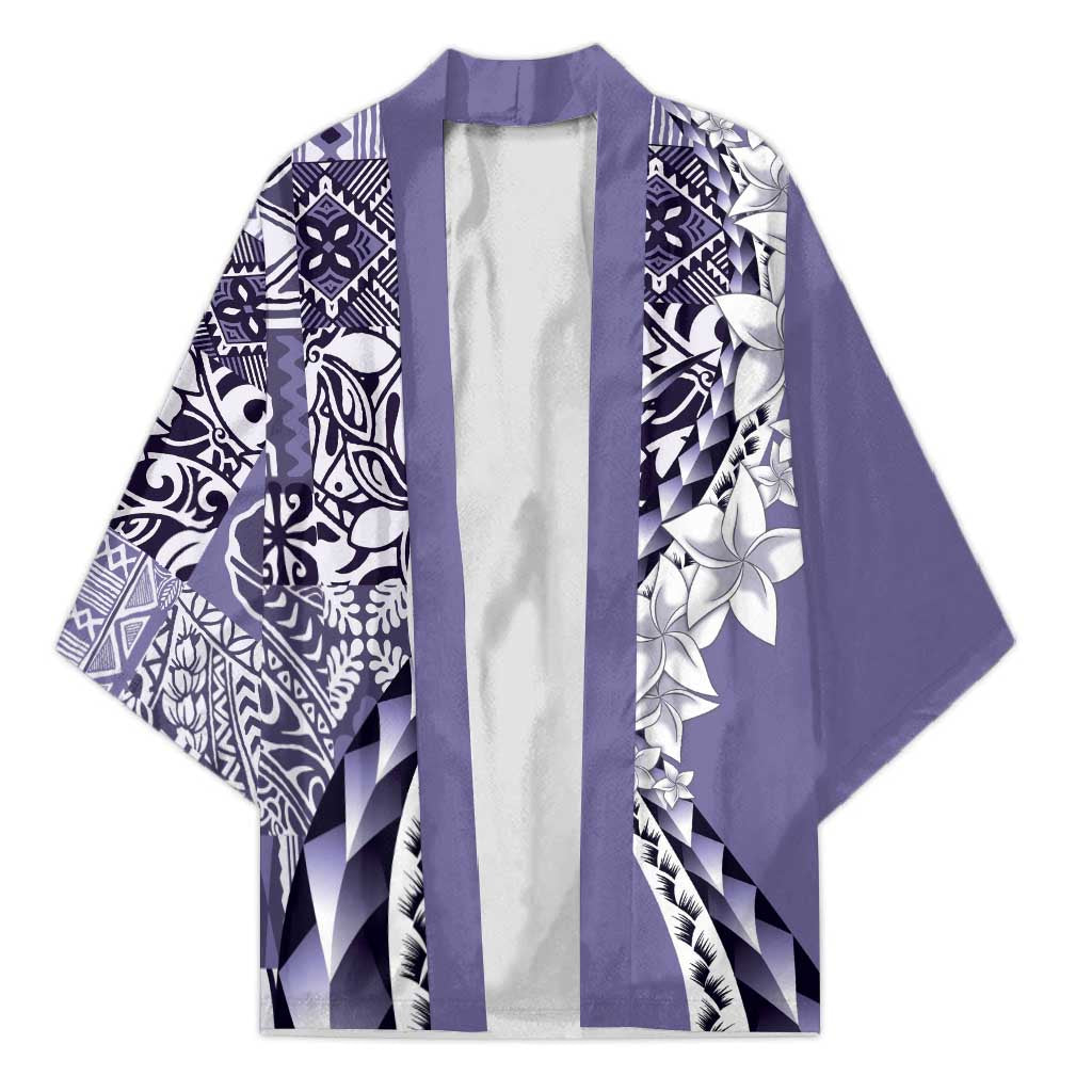 Aloha Vintage Plumeria Hawaiian Tapa Pattern Kimono Purple Hawaiian Tapa Pattern - Polynesian Pride