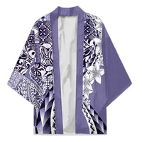 Aloha Vintage Plumeria Hawaiian Tapa Pattern Kimono Purple Hawaiian Tapa Pattern - Polynesian Pride
