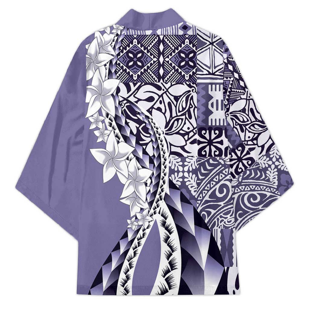 Aloha Vintage Plumeria Hawaiian Tapa Pattern Kimono Purple Hawaiian Tapa Pattern - Polynesian Pride