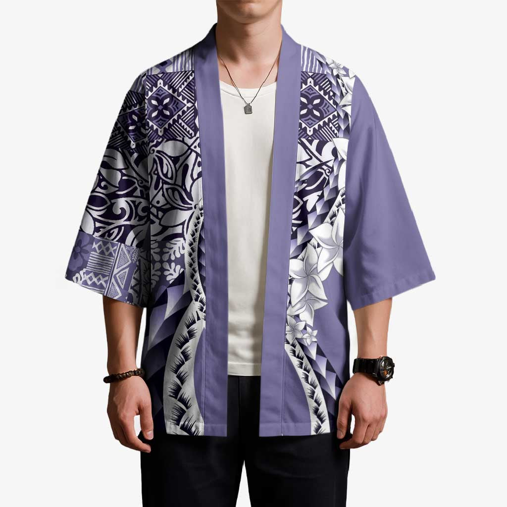 Aloha Vintage Plumeria Hawaiian Tapa Pattern Kimono Purple Hawaiian Tapa Pattern - Polynesian Pride