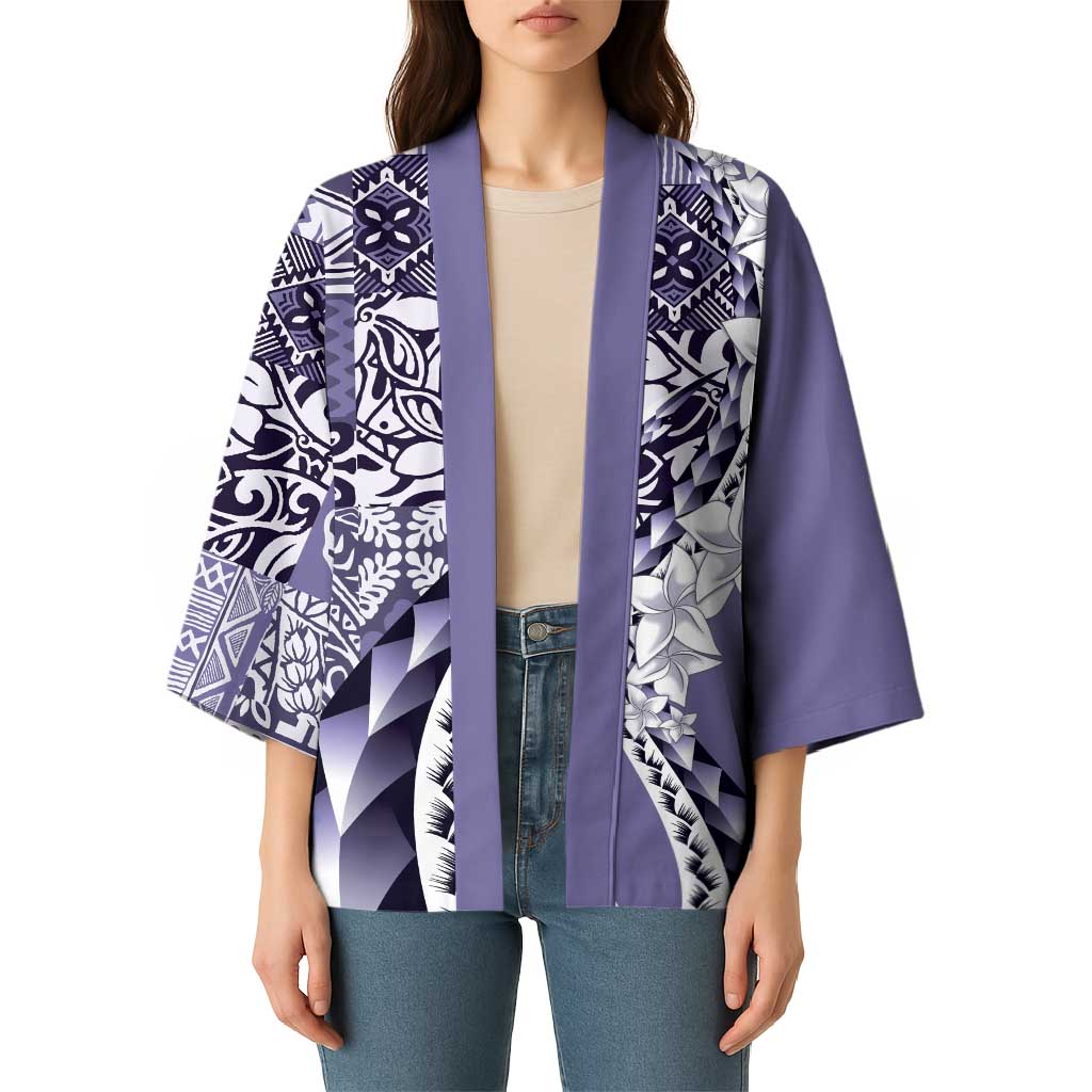 Aloha Vintage Plumeria Hawaiian Tapa Pattern Kimono Purple Hawaiian Tapa Pattern - Polynesian Pride