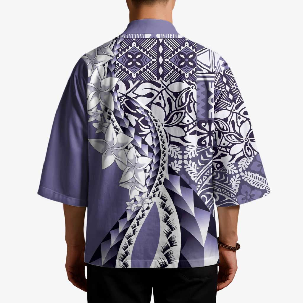 Aloha Vintage Plumeria Hawaiian Tapa Pattern Kimono Purple Hawaiian Tapa Pattern - Polynesian Pride