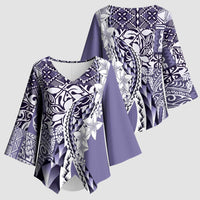 Aloha Vintage Plumeria Hawaiian Tapa Pattern Kimono Sleeve Blouse Purple Hawaiian Tapa Pattern LT9 - Polynesian Pride