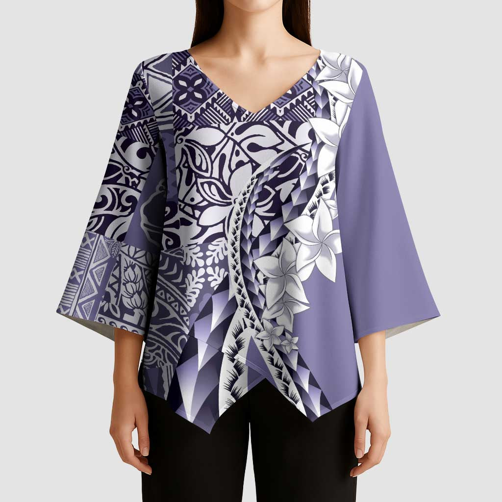 Aloha Vintage Plumeria Hawaiian Tapa Pattern Kimono Sleeve Blouse Purple Hawaiian Tapa Pattern LT9 - Polynesian Pride