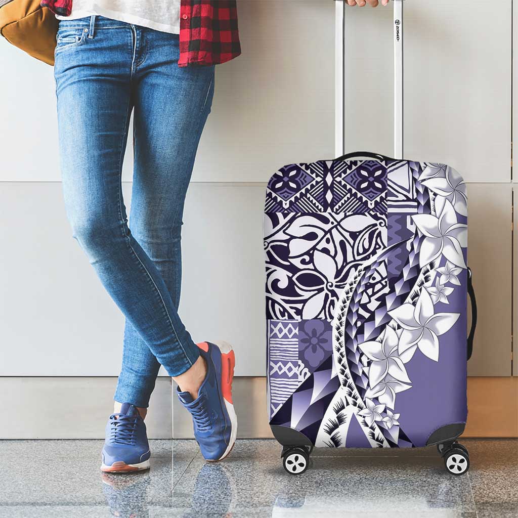 Aloha Vintage Plumeria Hawaiian Tapa Pattern Luggage Cover Purple Hawaiian Tapa Pattern - Polynesian Pride