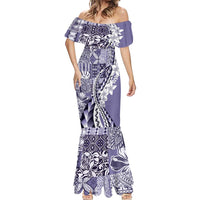 Aloha Vintage Plumeria Hawaiian Tapa Pattern Mermaid Dress Purple Hawaiian Tapa Pattern - Polynesian Pride