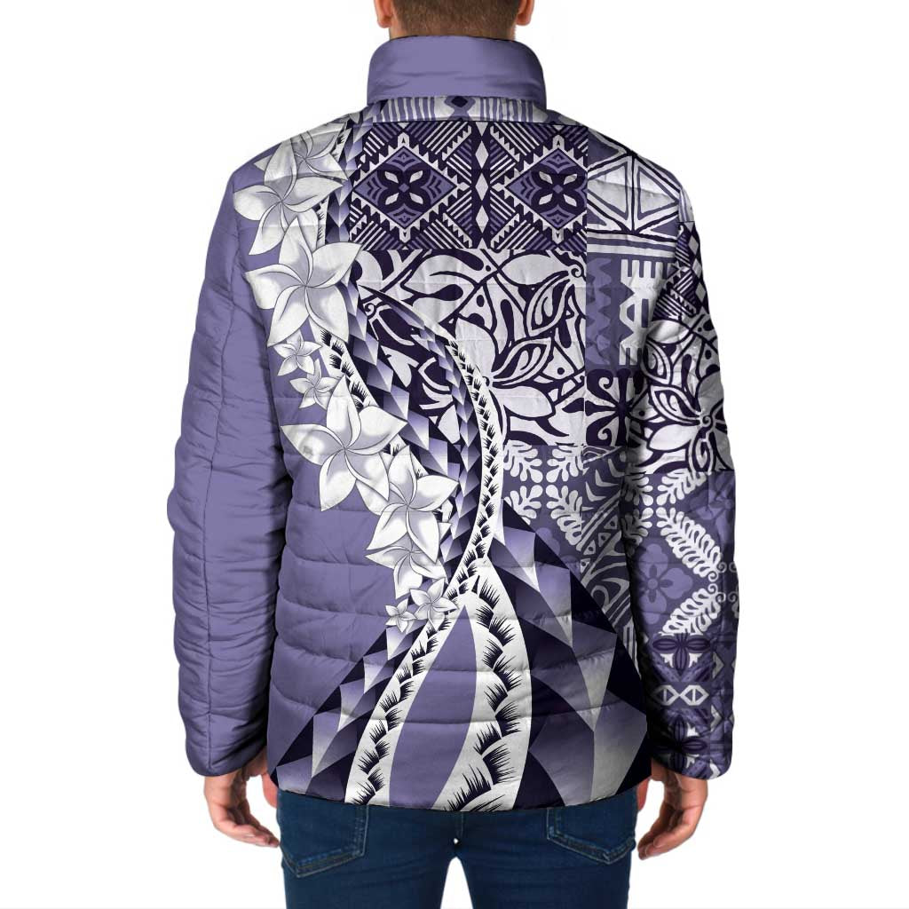 Aloha Vintage Plumeria Hawaiian Tapa Pattern Padded Jacket Purple Hawaiian Tapa Pattern LT9 - Polynesian Pride