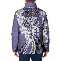 Aloha Vintage Plumeria Hawaiian Tapa Pattern Padded Jacket Purple Hawaiian Tapa Pattern LT9 - Polynesian Pride