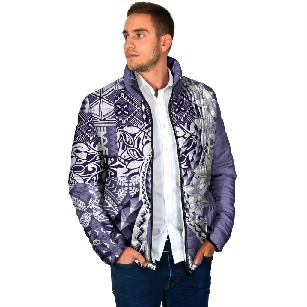 Aloha Vintage Plumeria Hawaiian Tapa Pattern Padded Jacket Purple Hawaiian Tapa Pattern LT9 - Polynesian Pride