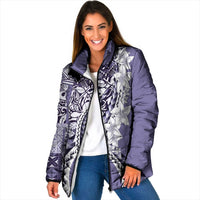 Aloha Vintage Plumeria Hawaiian Tapa Pattern Padded Jacket Purple Hawaiian Tapa Pattern LT9 Women Purple - Polynesian Pride