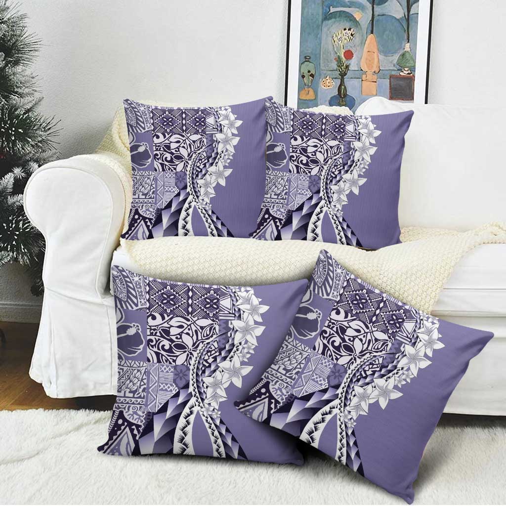 Aloha Vintage Plumeria Hawaiian Tapa Pattern Pillow Cover Purple Hawaiian Tapa Pattern - Polynesian Pride