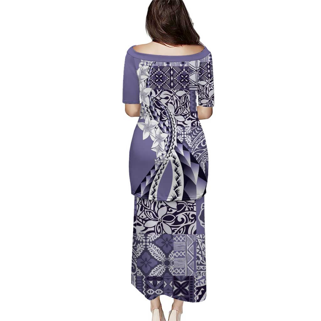 Aloha Vintage Plumeria Hawaiian Tapa Pattern Puletasi Purple Hawaiian Tapa Pattern LT9 - Polynesian Pride