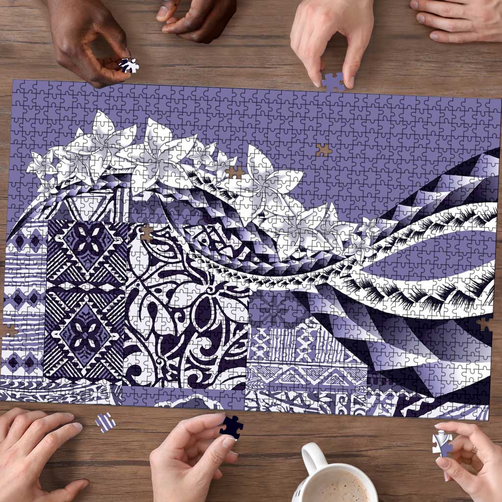 Aloha Vintage Plumeria Hawaiian Tapa Pattern Puzzle Purple Hawaiian Tapa Pattern LT9 - Polynesian Pride