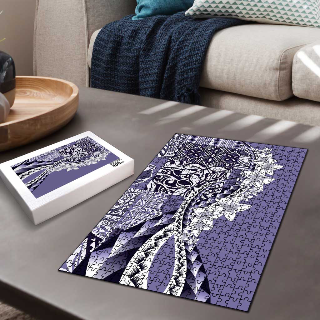 Aloha Vintage Plumeria Hawaiian Tapa Pattern Puzzle Purple Hawaiian Tapa Pattern LT9 - Polynesian Pride