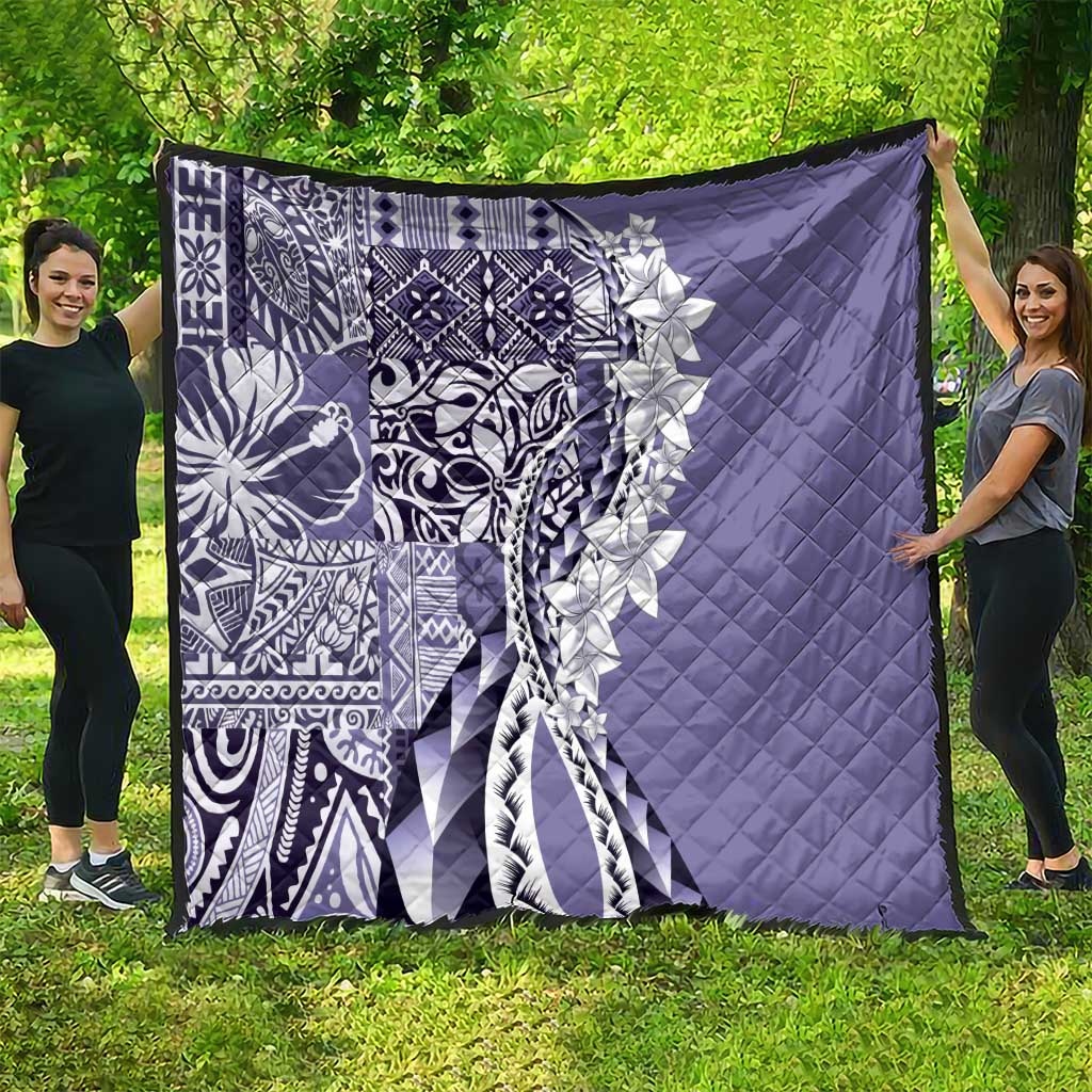 Aloha Vintage Plumeria Hawaiian Tapa Pattern Quilt Purple Hawaiian Tapa Pattern - Polynesian Pride