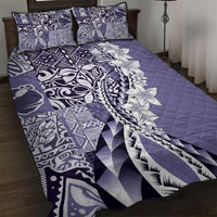 Aloha Vintage Plumeria Hawaiian Tapa Pattern Quilt Bed Set Purple Hawaiian Tapa Pattern - Polynesian Pride