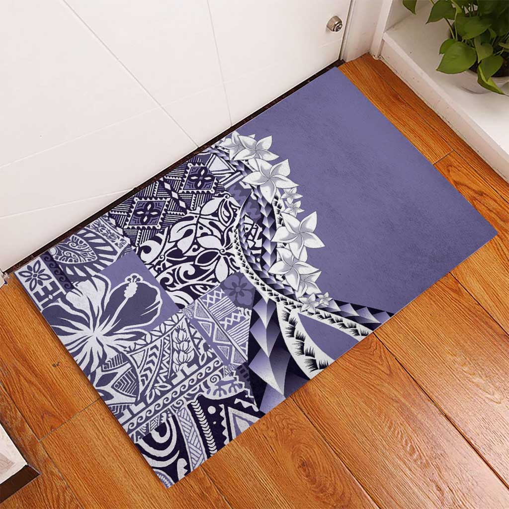 Aloha Vintage Plumeria Hawaiian Tapa Pattern Rubber Doormat Purple Hawaiian Tapa Pattern LT9 - Polynesian Pride