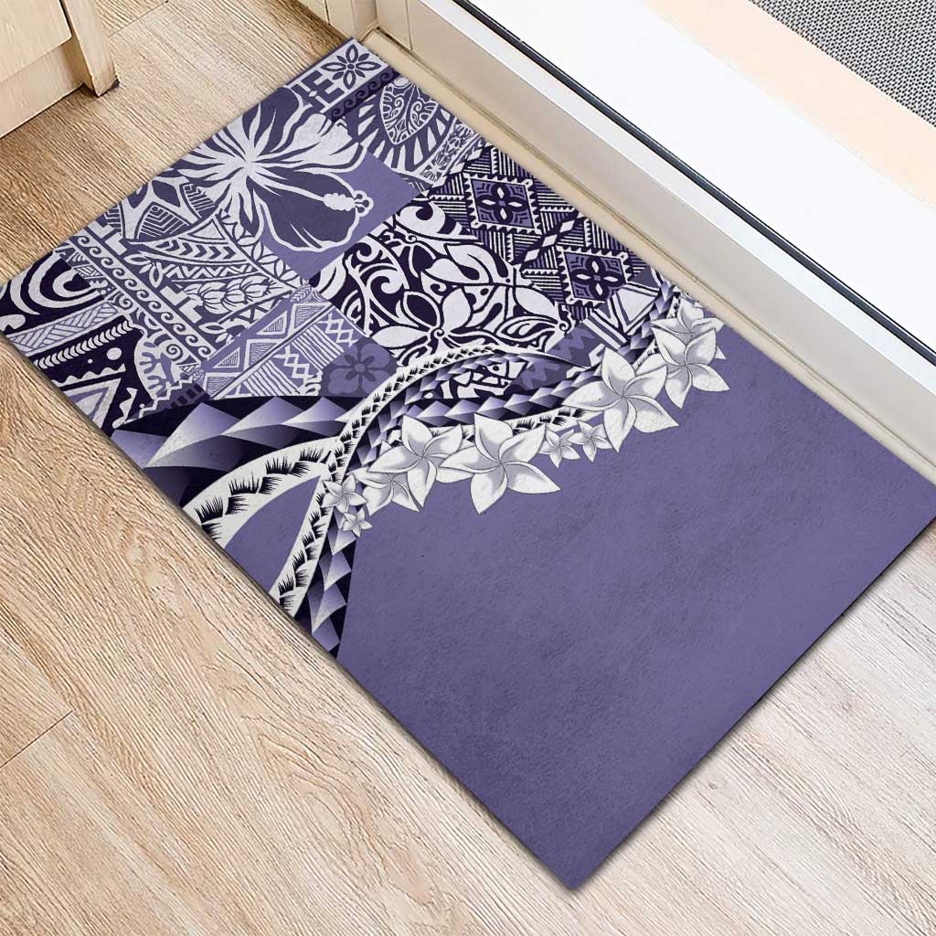 Aloha Vintage Plumeria Hawaiian Tapa Pattern Rubber Doormat Purple Hawaiian Tapa Pattern LT9 - Polynesian Pride
