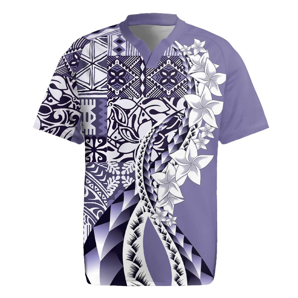 Aloha Vintage Plumeria Hawaiian Tapa Pattern Rugby Jersey Purple Hawaiian Tapa Pattern LT9 Purple - Polynesian Pride