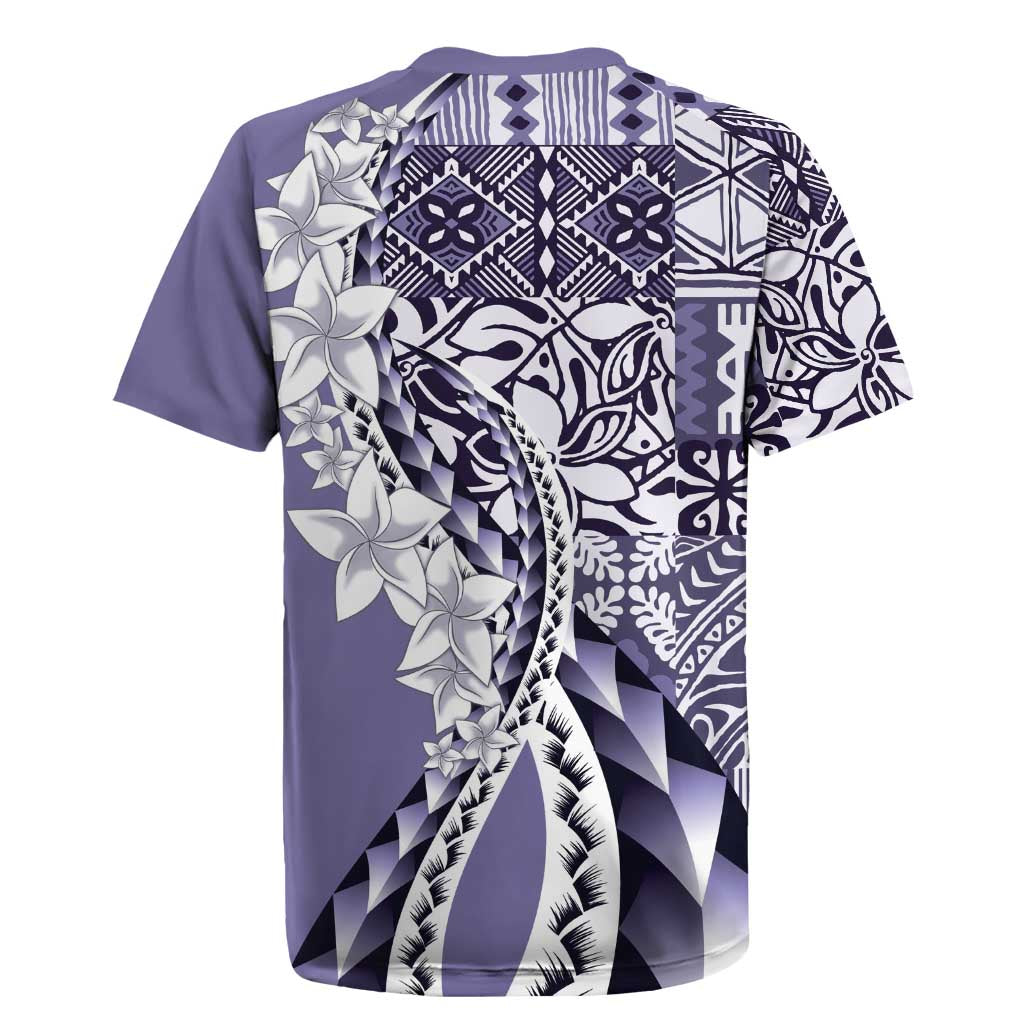 Aloha Vintage Plumeria Hawaiian Tapa Pattern Rugby Jersey Purple Hawaiian Tapa Pattern LT9 - Polynesian Pride