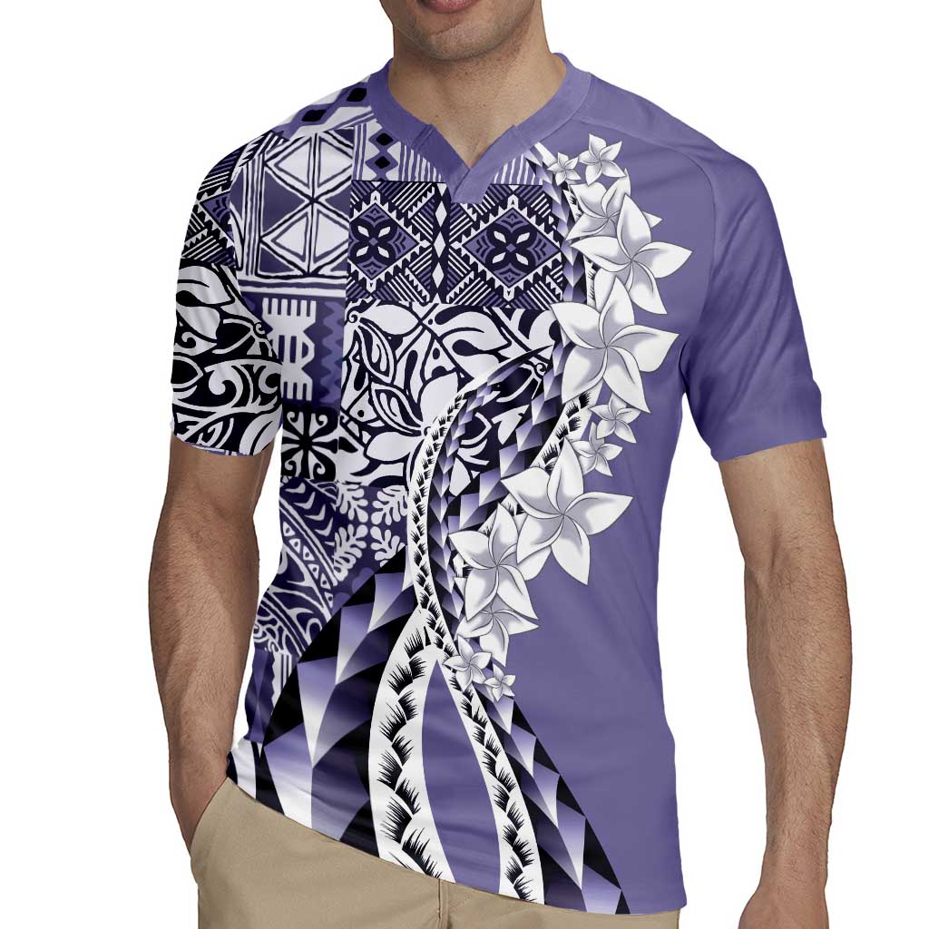 Aloha Vintage Plumeria Hawaiian Tapa Pattern Rugby Jersey Purple Hawaiian Tapa Pattern LT9 - Polynesian Pride