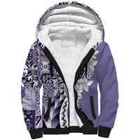 Aloha Vintage Plumeria Hawaiian Tapa Pattern Sherpa Hoodie Purple Hawaiian Tapa Pattern LT9 Unisex Purple - Polynesian Pride