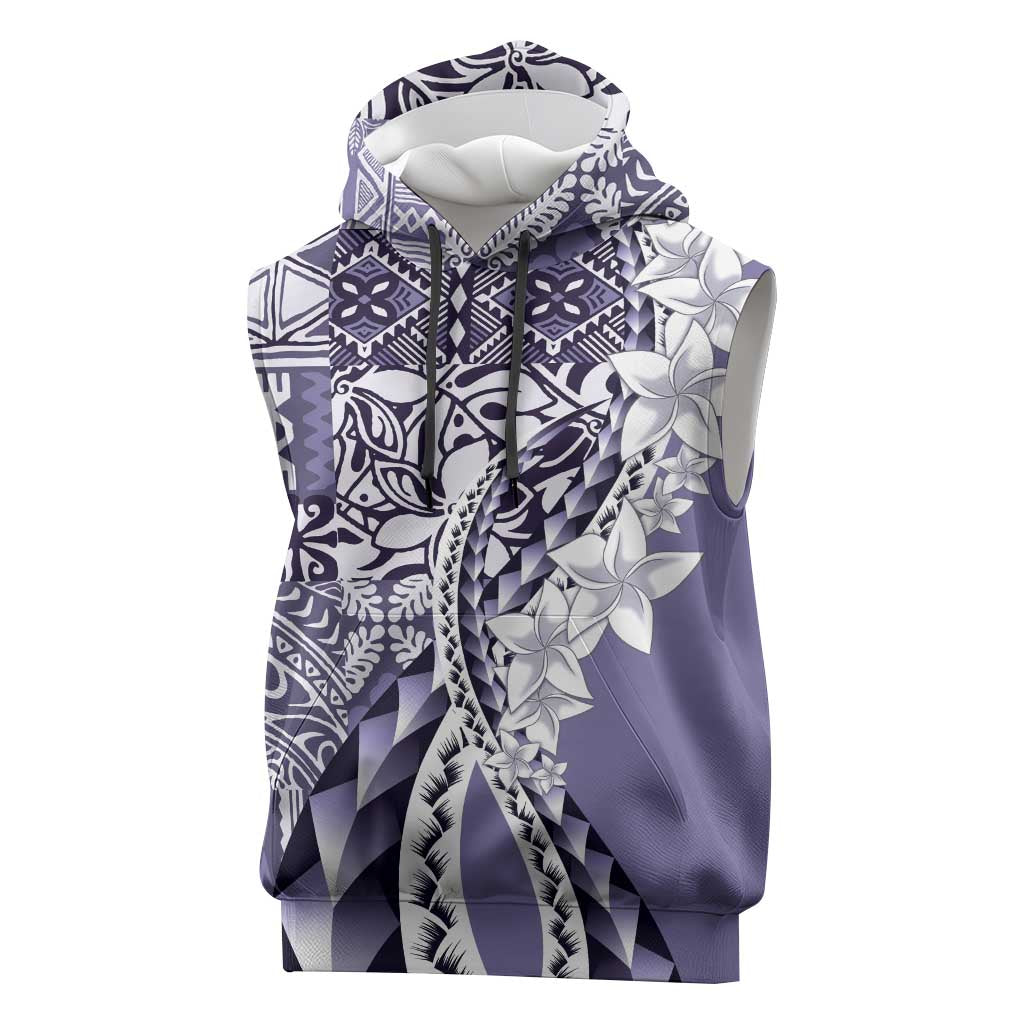 Aloha Vintage Plumeria Hawaiian Tapa Pattern Sleeveless Hoodie Purple Hawaiian Tapa Pattern LT9 Purple - Polynesian Pride