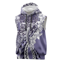 Aloha Vintage Plumeria Hawaiian Tapa Pattern Sleeveless Hoodie Purple Hawaiian Tapa Pattern LT9 Purple - Polynesian Pride