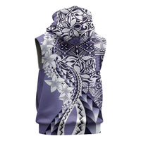 Aloha Vintage Plumeria Hawaiian Tapa Pattern Sleeveless Hoodie Purple Hawaiian Tapa Pattern LT9 - Polynesian Pride