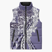 Aloha Vintage Plumeria Hawaiian Tapa Pattern Sleeveless Puffer Jacket Purple Hawaiian Tapa Pattern LT9 Unisex Purple - Polynesian Pride