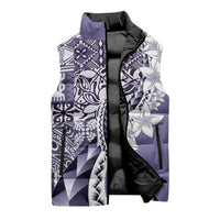 Aloha Vintage Plumeria Hawaiian Tapa Pattern Sleeveless Puffer Jacket Purple Hawaiian Tapa Pattern LT9 - Polynesian Pride