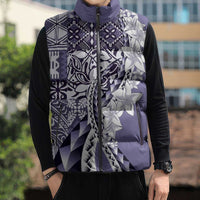 Aloha Vintage Plumeria Hawaiian Tapa Pattern Sleeveless Puffer Jacket Purple Hawaiian Tapa Pattern LT9 - Polynesian Pride