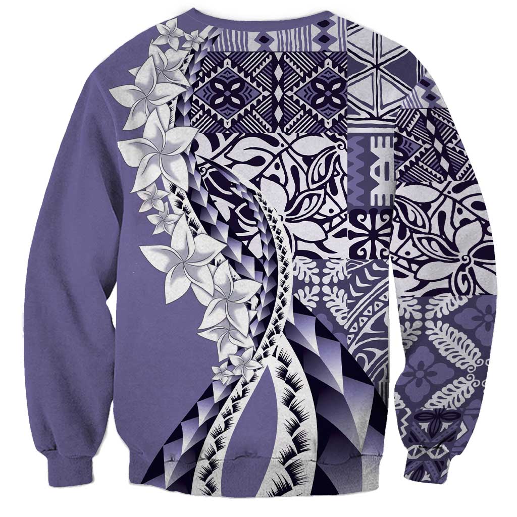 Aloha Vintage Plumeria Hawaiian Tapa Pattern Sweatshirt Purple Hawaiian Tapa Pattern LT9 - Polynesian Pride