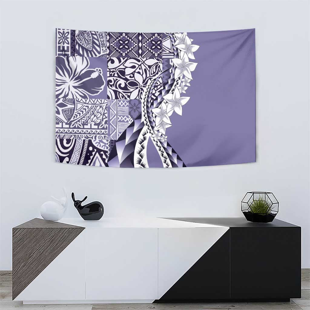 Aloha Vintage Plumeria Hawaiian Tapa Pattern Tapestry Purple Hawaiian Tapa Pattern - Polynesian Pride