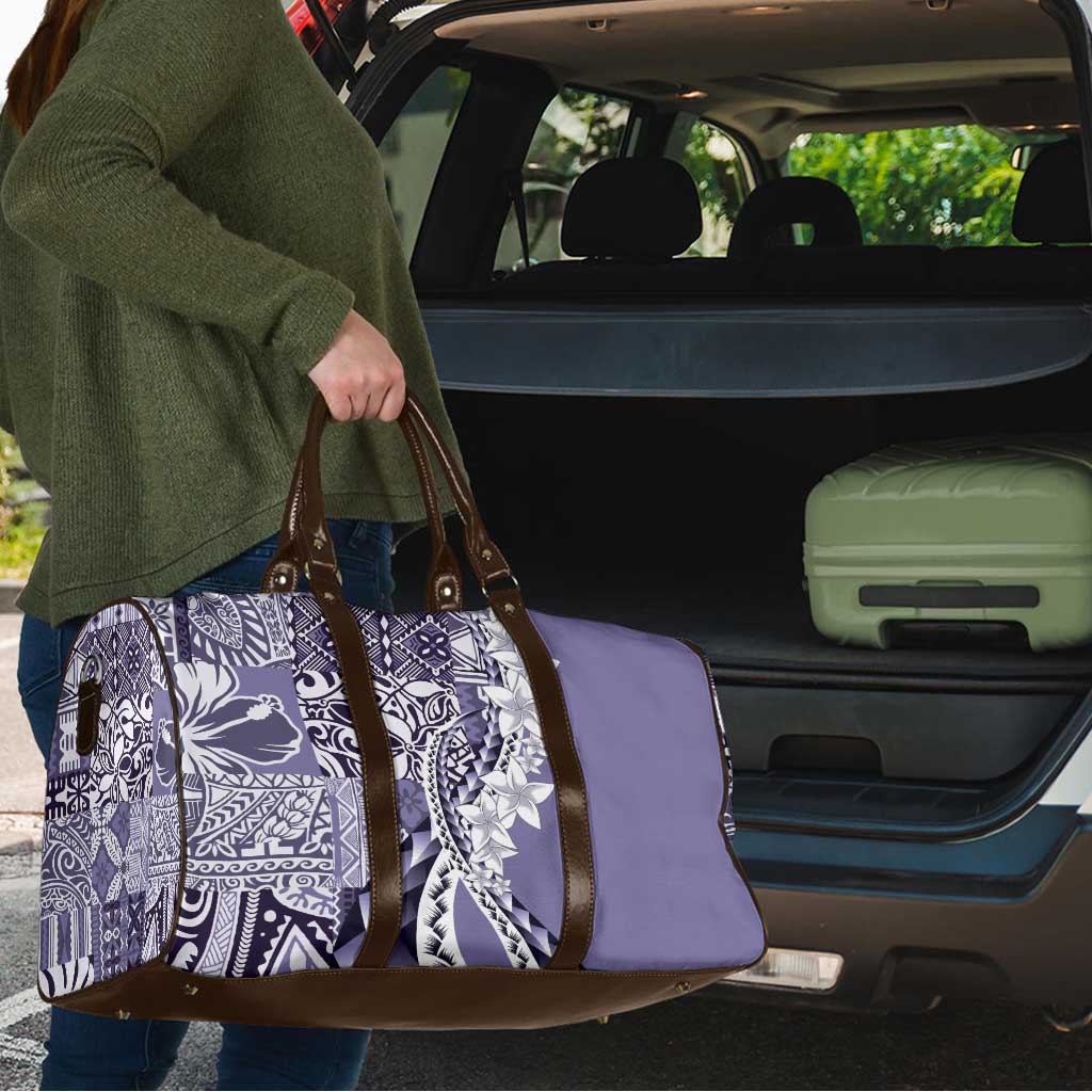 Aloha Vintage Plumeria Hawaiian Tapa Pattern Travel Bag Purple Hawaiian Tapa Pattern - Polynesian Pride