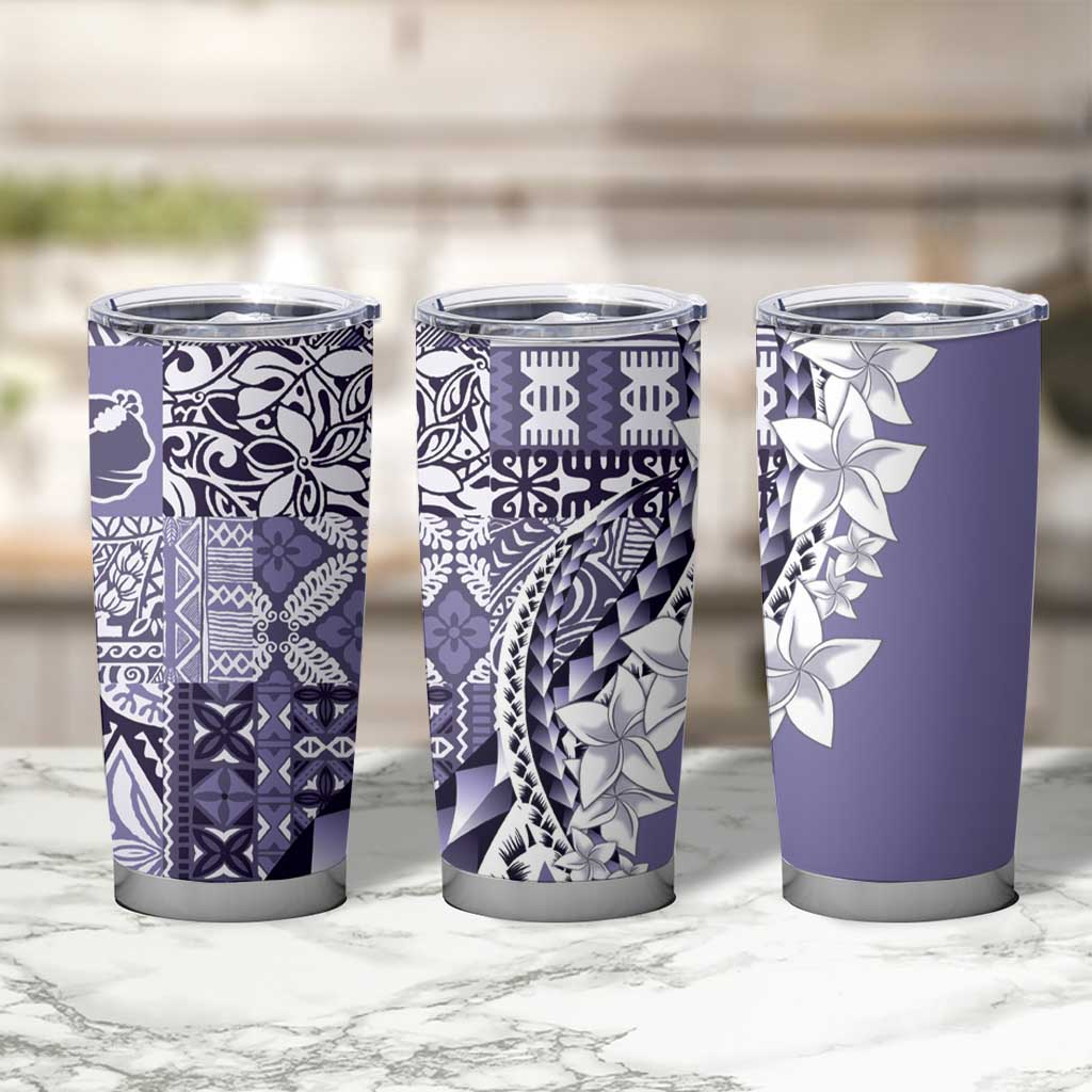 Aloha Vintage Plumeria Hawaiian Tapa Pattern Tumbler Cup Purple Hawaiian Tapa Pattern - Polynesian Pride
