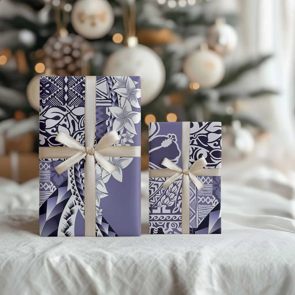 Aloha Vintage Plumeria Hawaiian Tapa Pattern Wrapping Paper Purple Hawaiian Tapa Pattern - Polynesian Pride