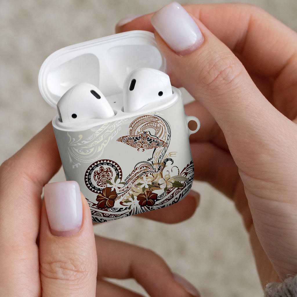 Polynesian Manta Ray AirPods Case Beige Floral Turtle Tattoo LT9 - Polynesian Pride