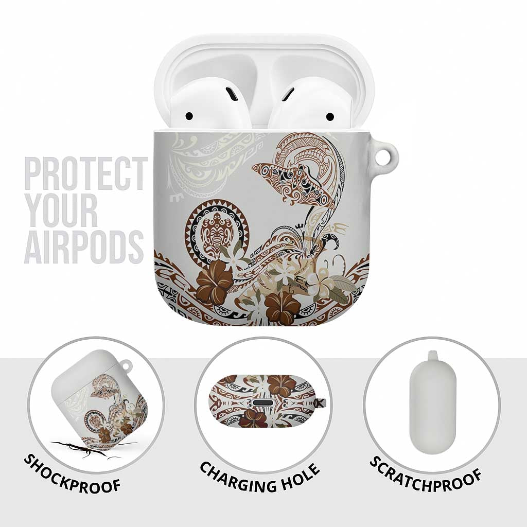 Polynesian Manta Ray AirPods Case Beige Floral Turtle Tattoo LT9 - Polynesian Pride