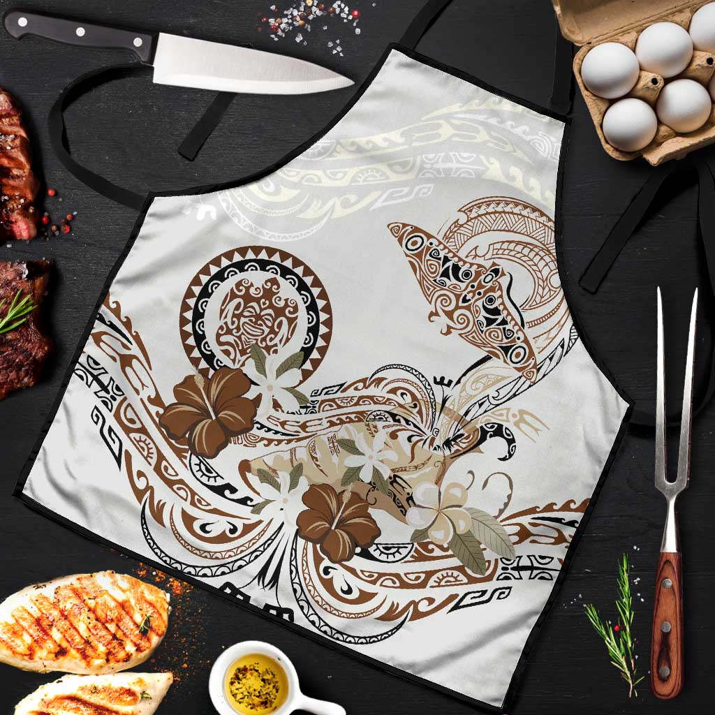 Polynesian Manta Ray Apron Beige Floral Turtle Tattoo LT9 Beige - Polynesian Pride
