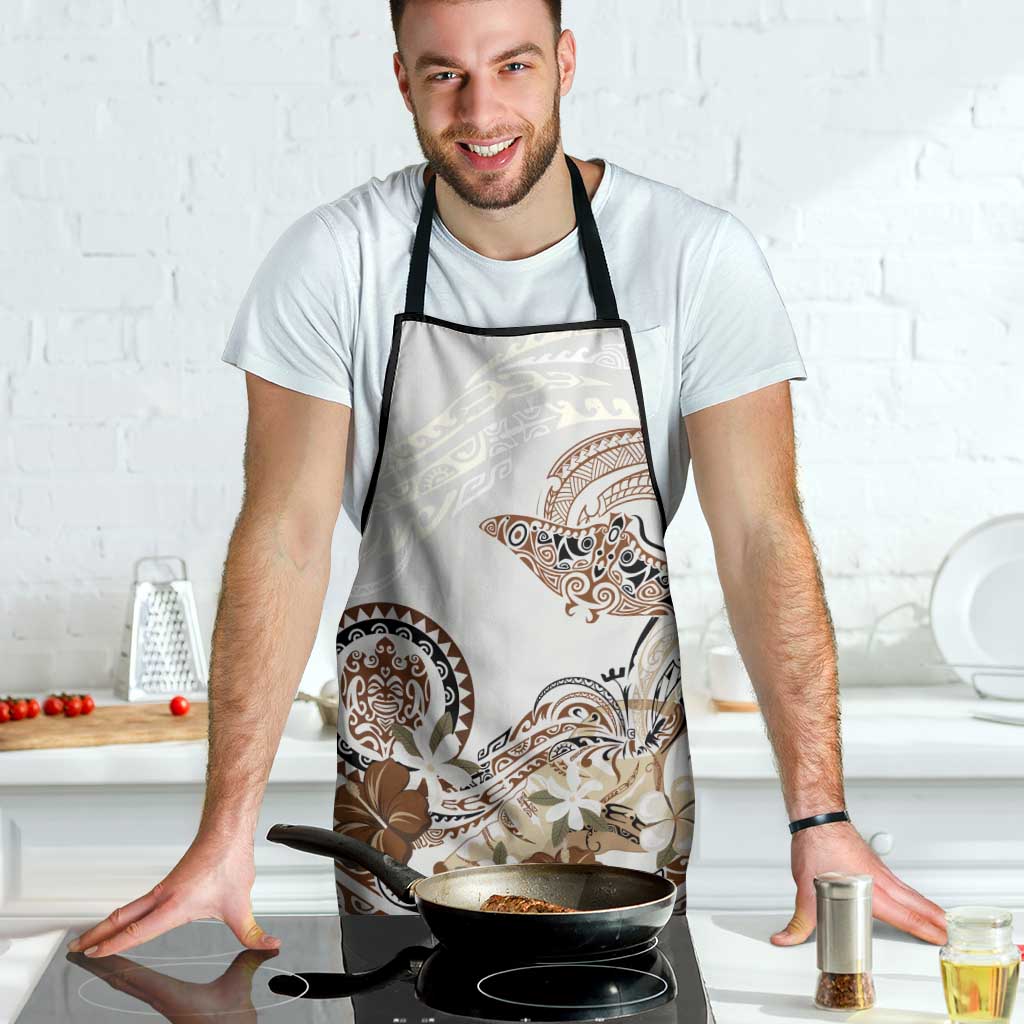 Polynesian Manta Ray Apron Beige Floral Turtle Tattoo LT9 - Polynesian Pride