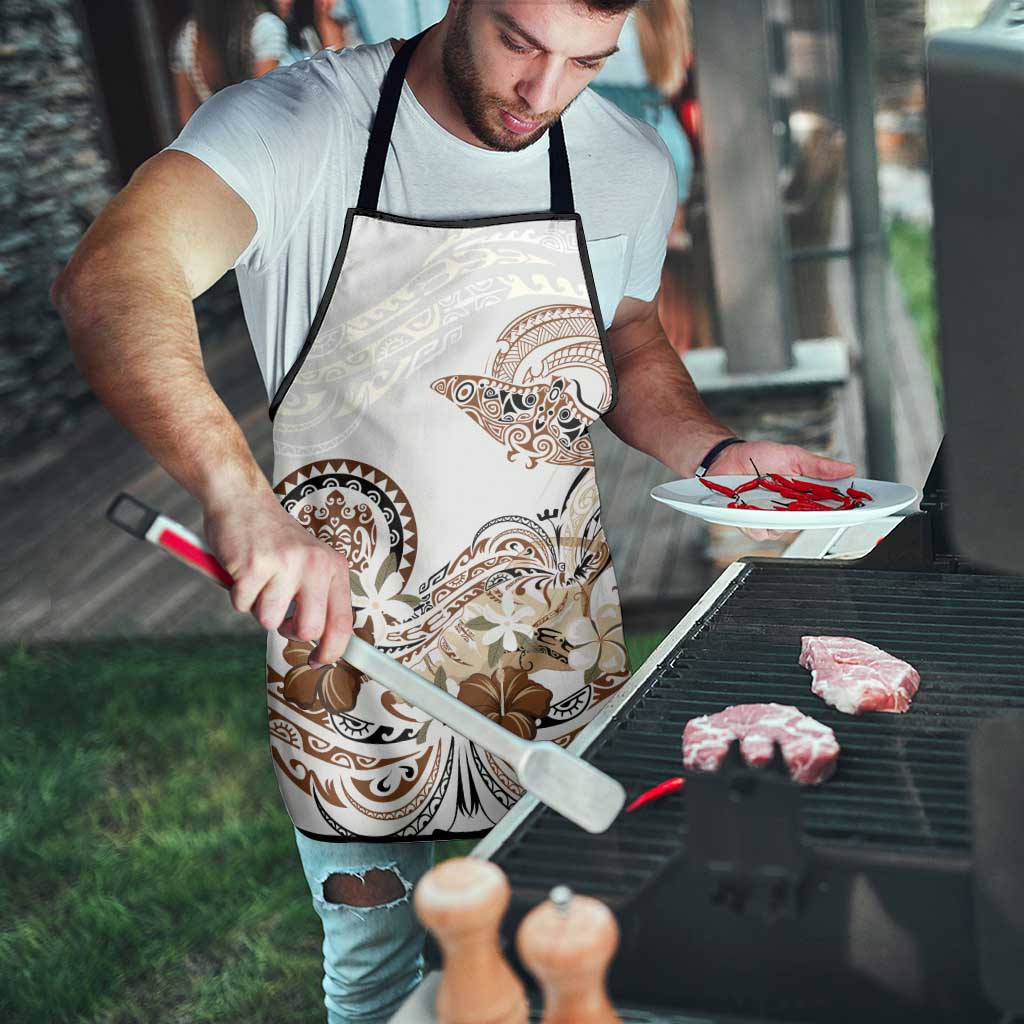 Polynesian Manta Ray Apron Beige Floral Turtle Tattoo LT9 - Polynesian Pride