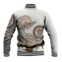 Polynesian Manta Ray Baseball Jacket Beige Floral Turtle Tattoo LT9 - Polynesian Pride