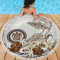 Polynesian Manta Ray Beach Blanket Beige Floral Turtle Tattoo LT9 - Polynesian Pride