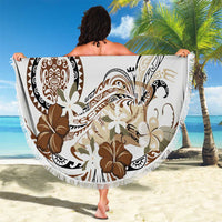 Polynesian Manta Ray Beach Blanket Beige Floral Turtle Tattoo LT9 - Polynesian Pride
