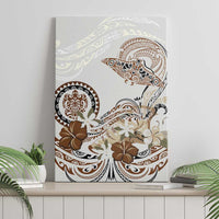 Polynesian Manta Ray Canvas Wall Art Beige Floral Turtle Tattoo LT9 - Polynesian Pride