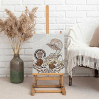 Polynesian Manta Ray Canvas Wall Art Beige Floral Turtle Tattoo LT9 - Polynesian Pride